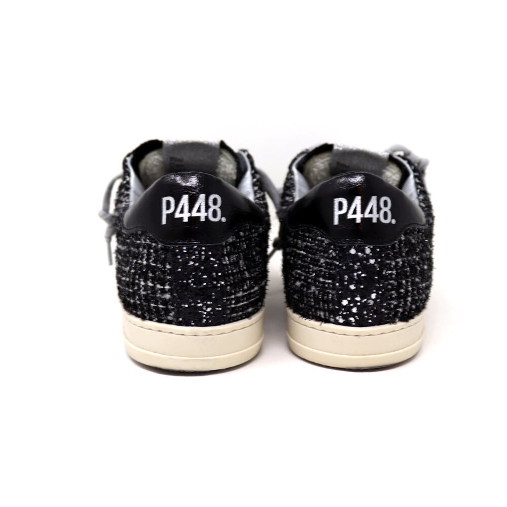 P448 Size 41 John Shaka Sneakers Black White Tweed & Suede - Picture 8 of 15